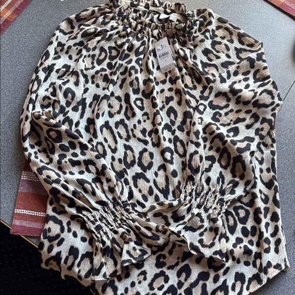 LOFT Animal Print Ruffle Blouse - Picture 2 of 5